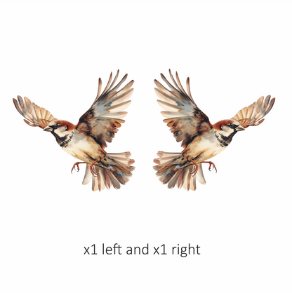 Brown Sparrow Bird With Open Wings Vinyl Sticker Decal