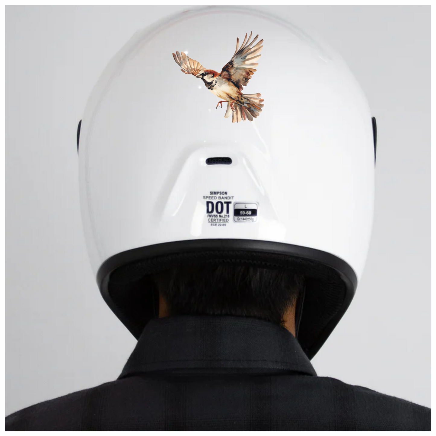 Brown Sparrow Bird With Open Wings Vinyl Sticker Decal