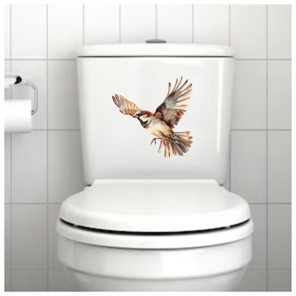 Brown Sparrow Bird With Open Wings Vinyl Sticker Decal