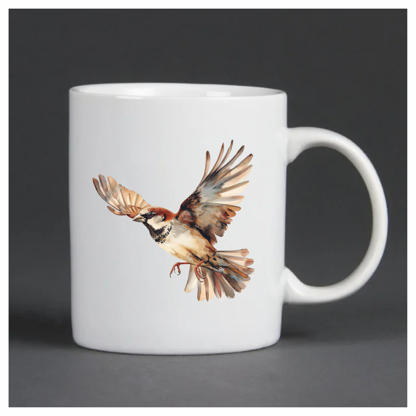 Brown Sparrow Bird With Open Wings Vinyl Sticker Decal