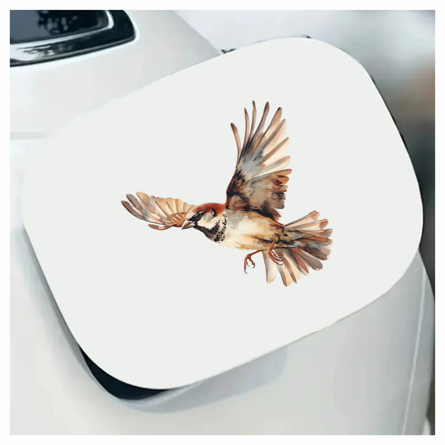 Brown Sparrow Bird With Open Wings Vinyl Sticker Decal