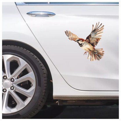 Brown Sparrow Bird With Open Wings Vinyl Sticker Decal