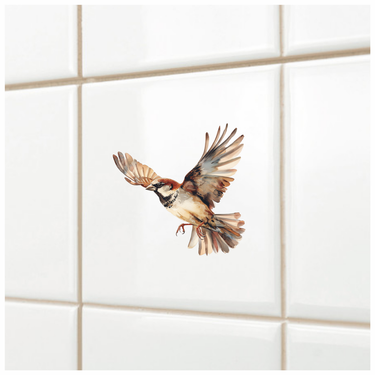 Brown Sparrow Bird With Open Wings Vinyl Sticker Decal