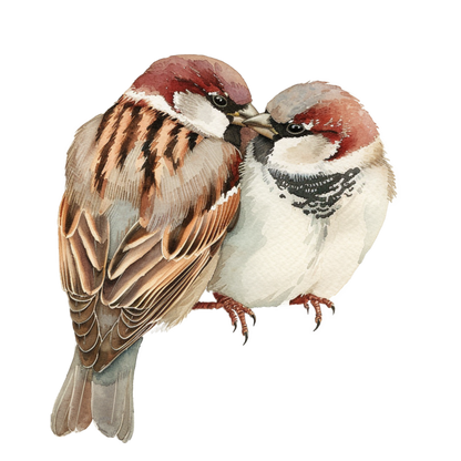 Brown Sparrows Birds Sitting Together Close Vinyl Sticker Decal