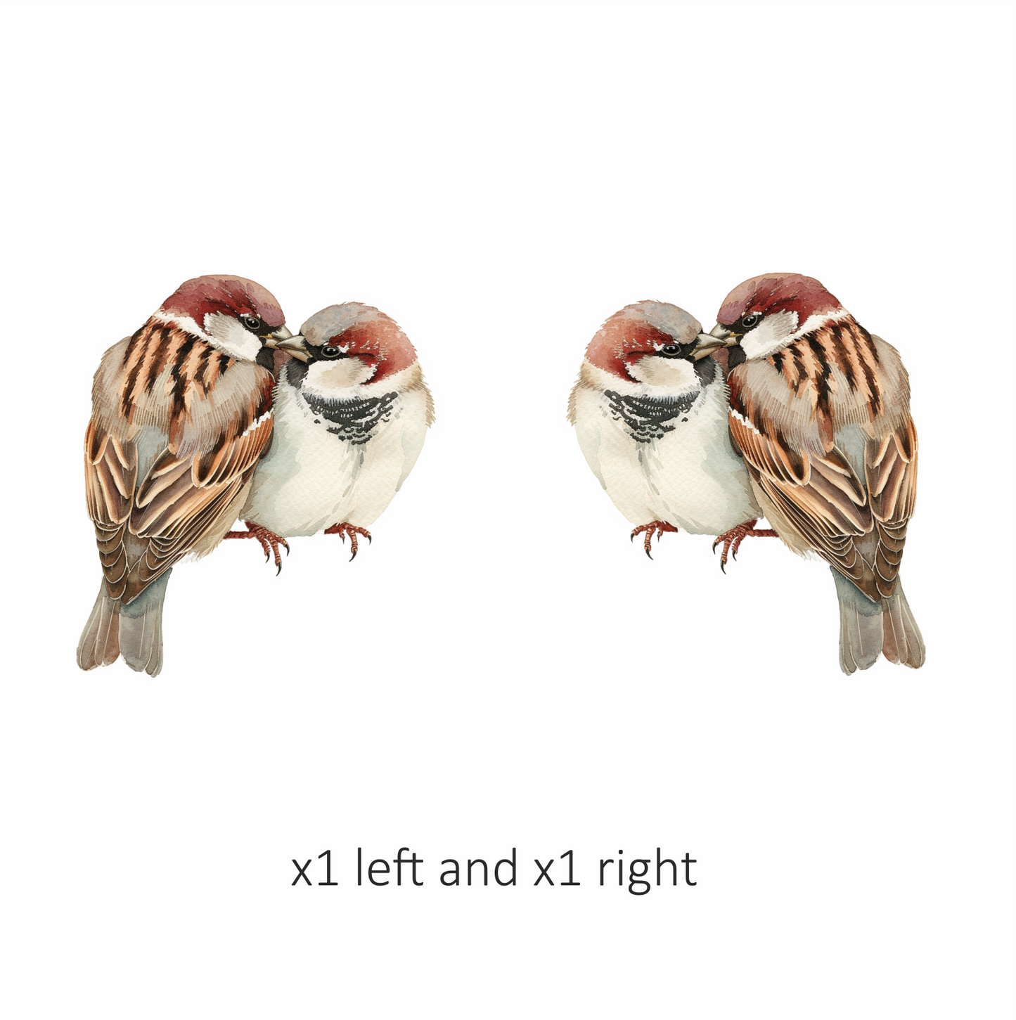 Brown Sparrows Birds Sitting Together Close Vinyl Sticker Decal