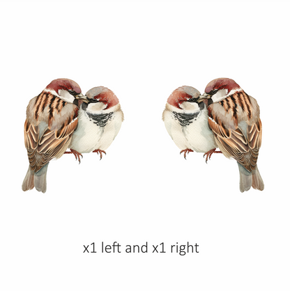 Brown Sparrows Birds Sitting Together Close Vinyl Sticker Decal