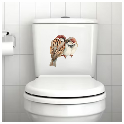 Brown Sparrows Birds Sitting Together Close Vinyl Sticker Decal