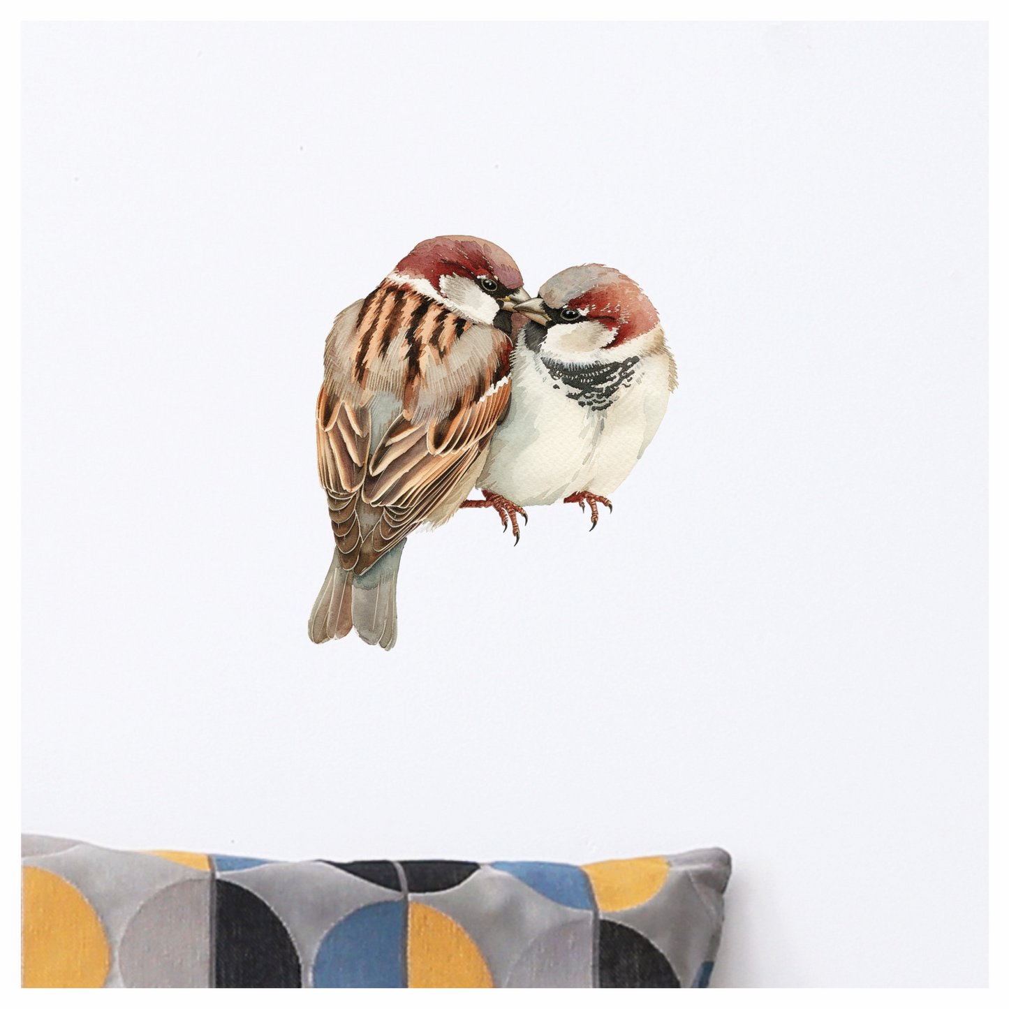 Brown Sparrows Birds Sitting Together Close Vinyl Sticker Decal