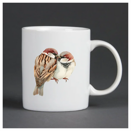 Brown Sparrows Birds Sitting Together Close Vinyl Sticker Decal