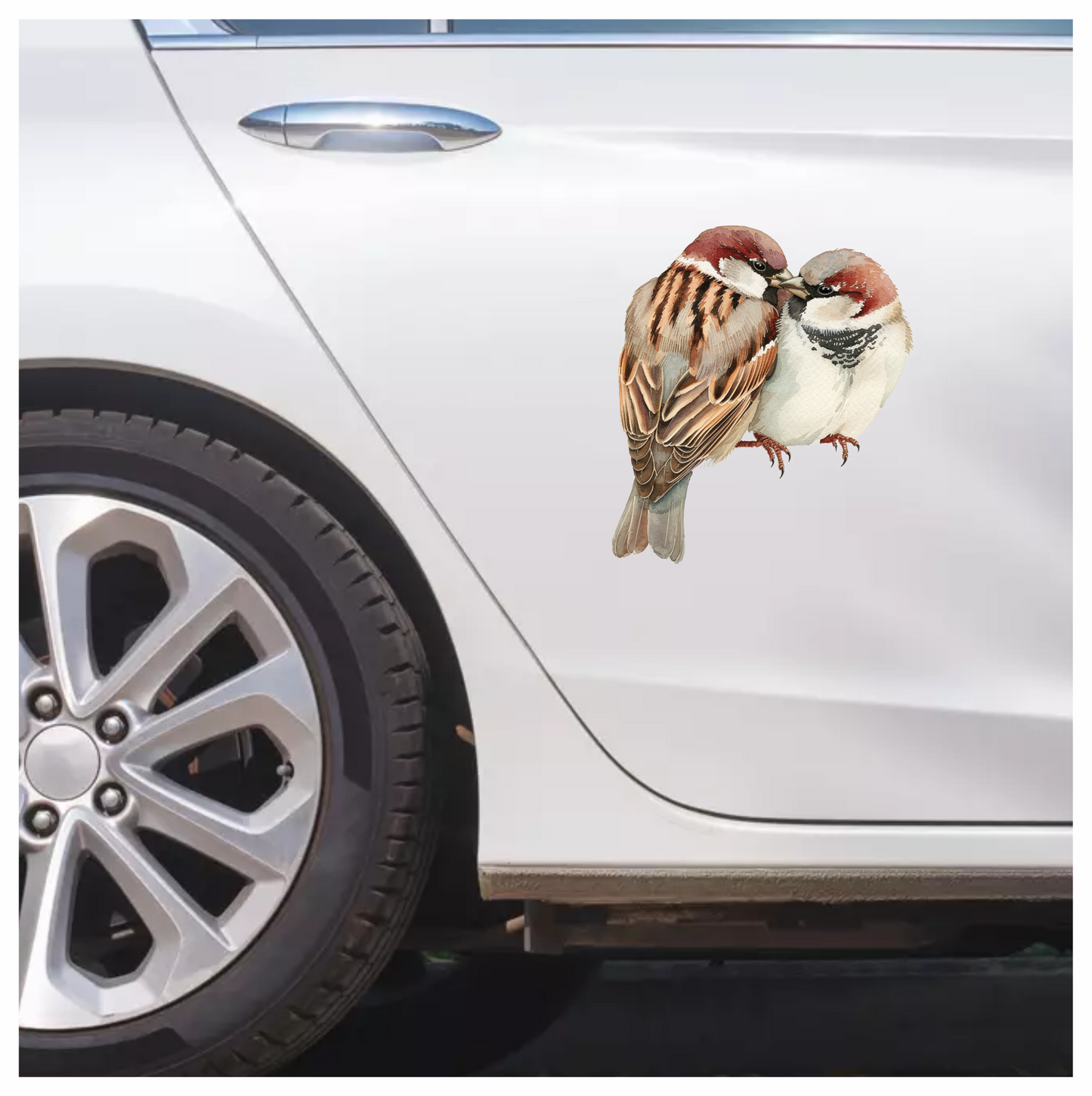 Brown Sparrows Birds Sitting Together Close Vinyl Sticker Decal
