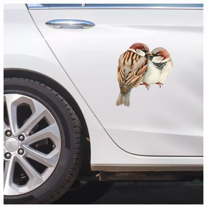 Brown Sparrows Birds Sitting Together Close Vinyl Sticker Decal