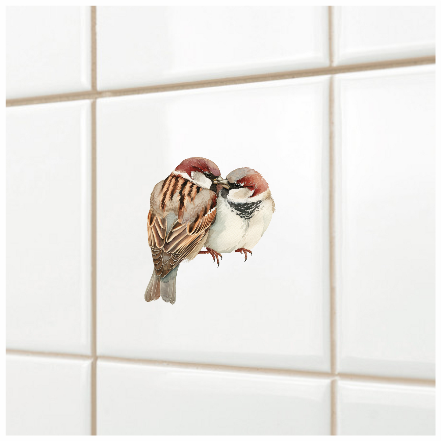 Brown Sparrows Birds Sitting Together Close Vinyl Sticker Decal