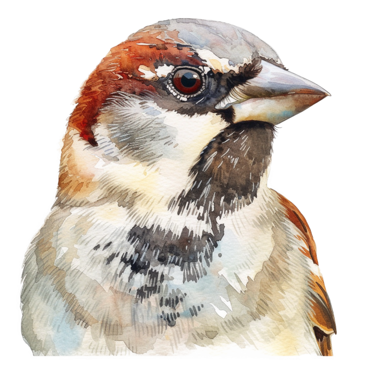 Brown Sparrow Bird With Black Throat Vinyl Sticker Decal