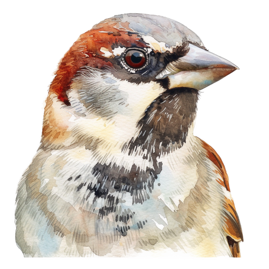 Brown Sparrow Bird With Black Throat Vinyl Sticker Decal