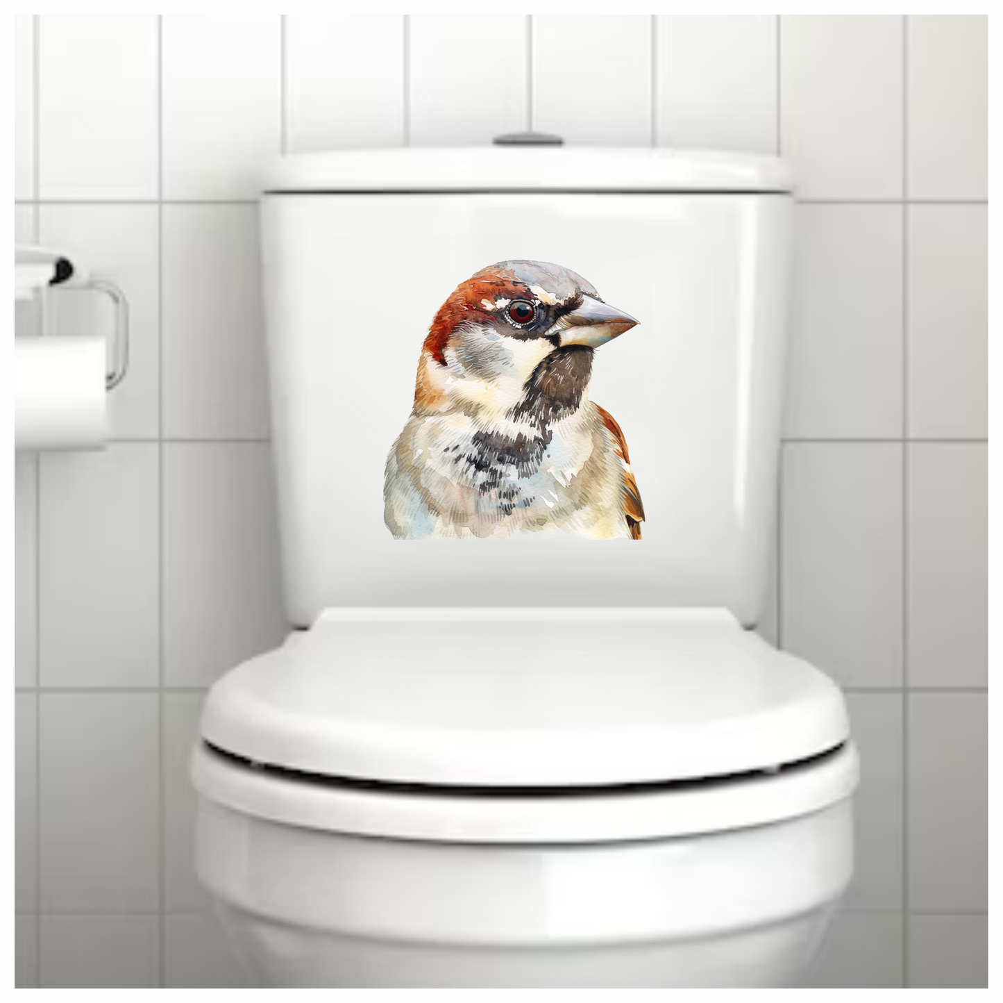 Brown Sparrow Bird With Black Throat Vinyl Sticker Decal