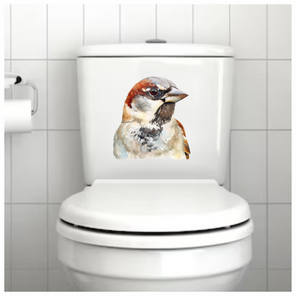 Brown Sparrow Bird With Black Throat Vinyl Sticker Decal