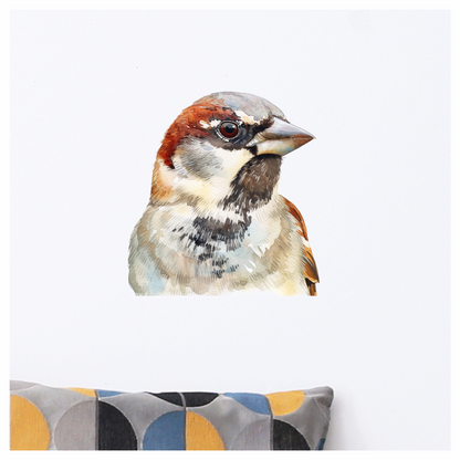 Brown Sparrow Bird With Black Throat Vinyl Sticker Decal