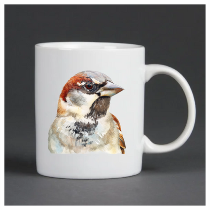 Brown Sparrow Bird With Black Throat Vinyl Sticker Decal