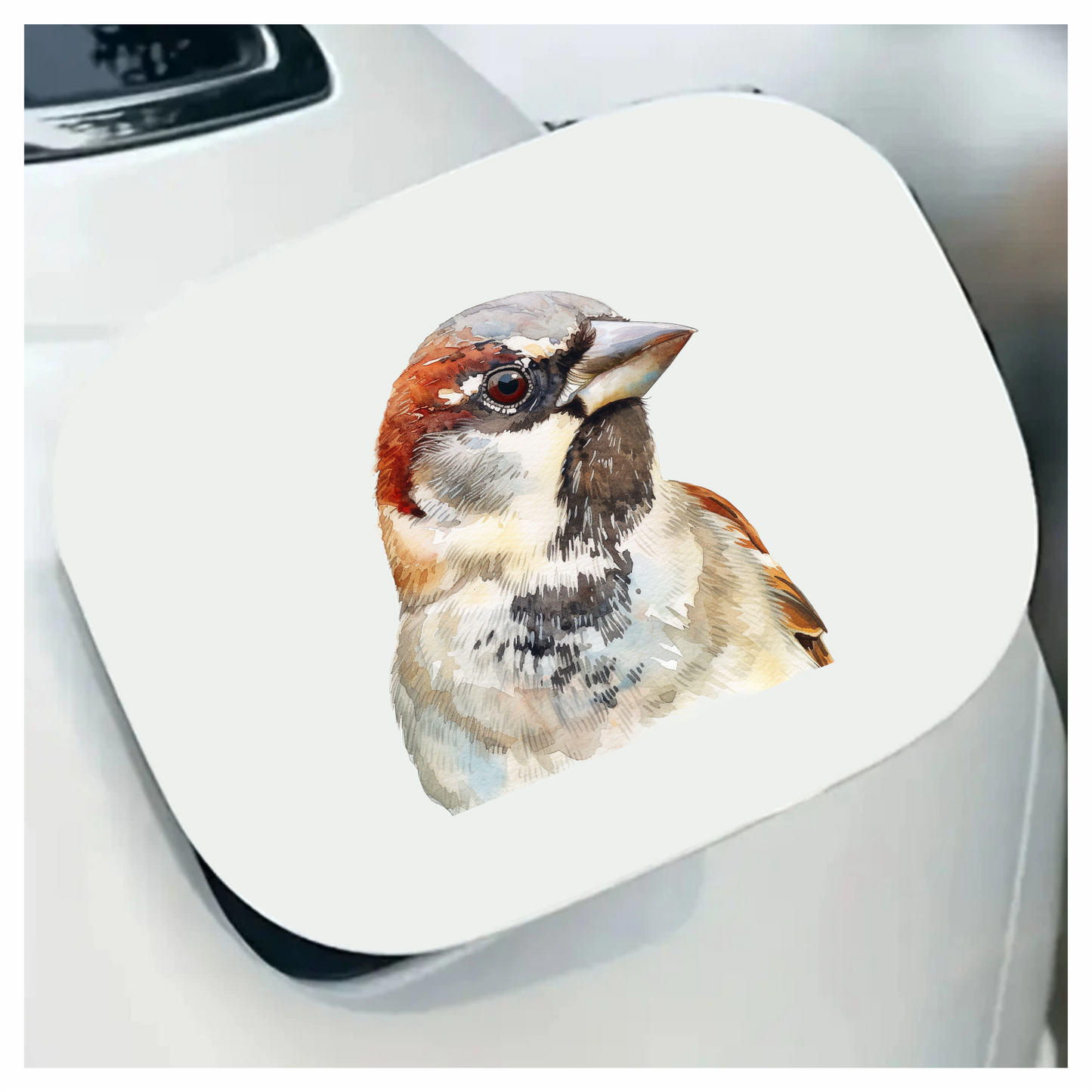 Brown Sparrow Bird With Black Throat Vinyl Sticker Decal