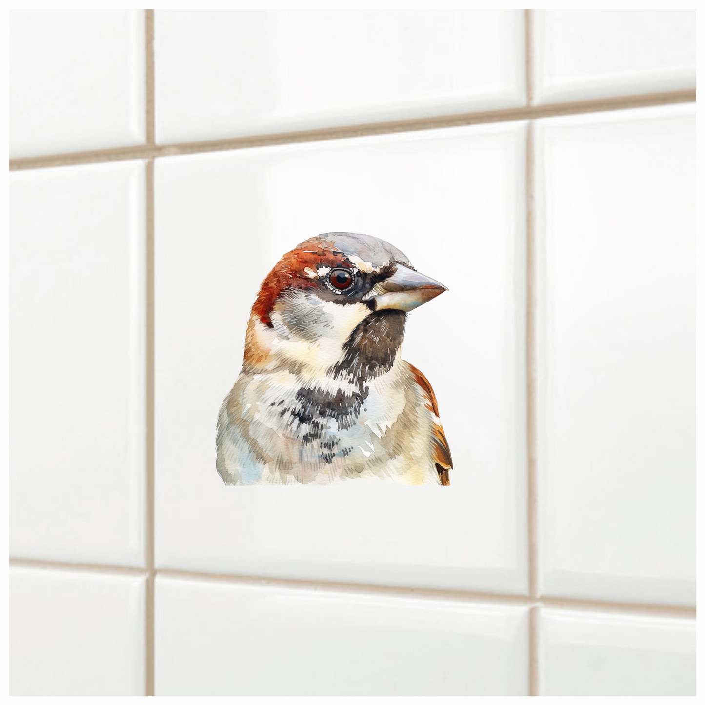 Brown Sparrow Bird With Black Throat Vinyl Sticker Decal