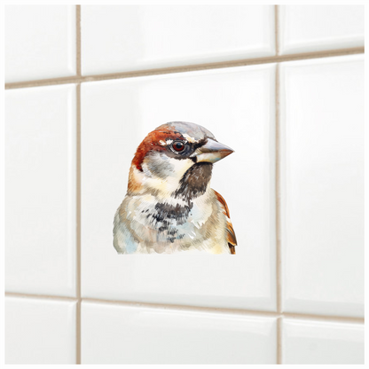 Brown Sparrow Bird With Black Throat Vinyl Sticker Decal