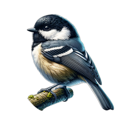 Black Tit Bird With White Chest Vinyl Sticker Decal