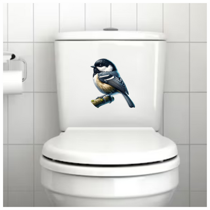 Black Tit Bird With White Chest Vinyl Sticker Decal