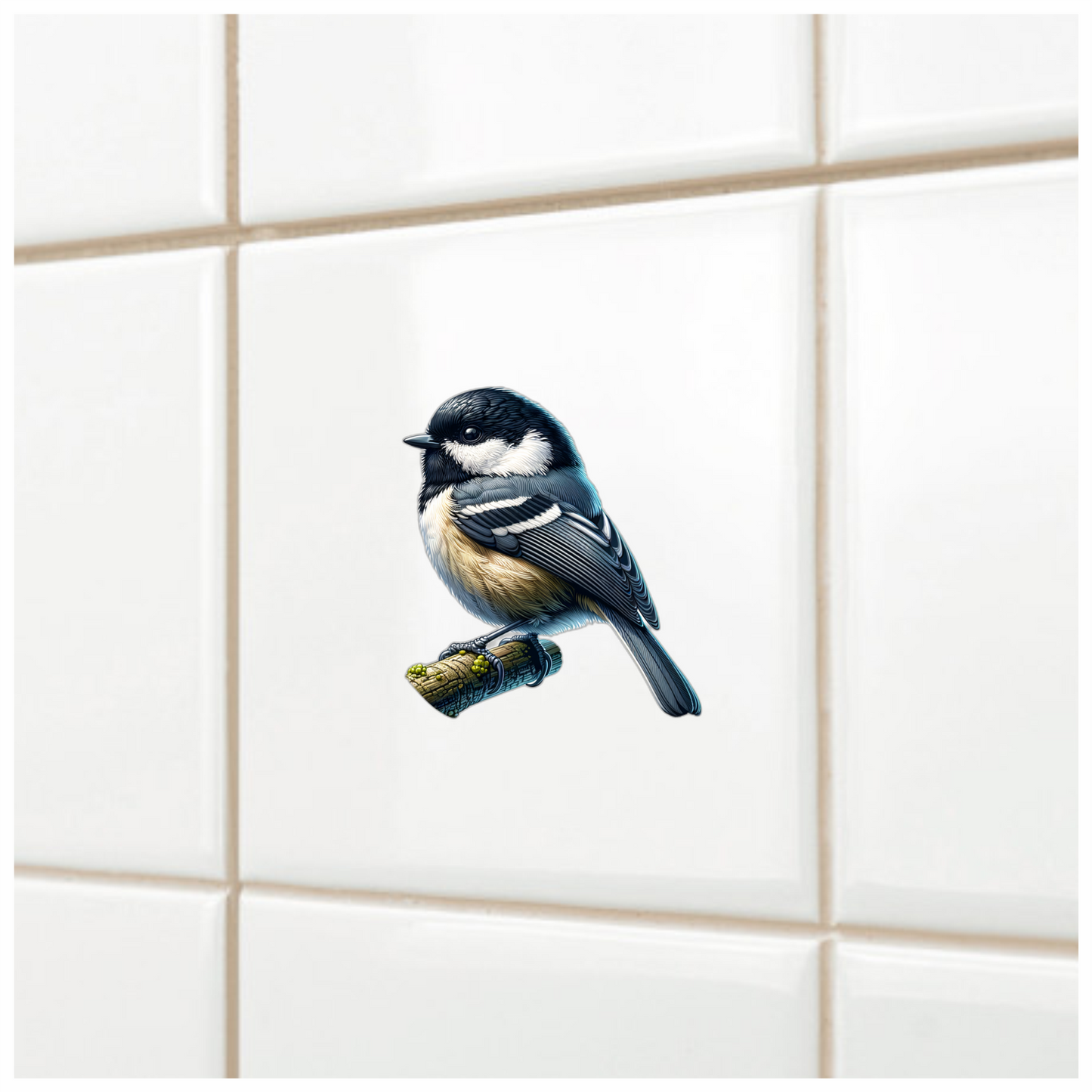 Black Tit Bird With White Chest Vinyl Sticker Decal