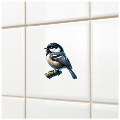 Black Tit Bird With White Chest Vinyl Sticker Decal