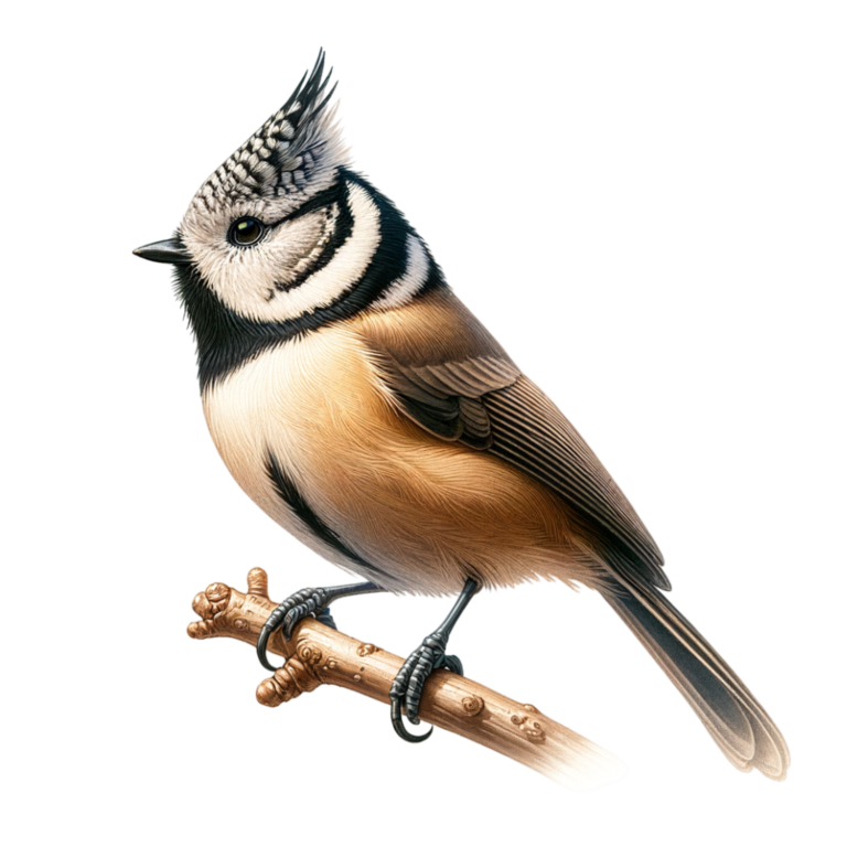 Brown Crested Tit Bird With Branch Vinyl Sticker Decal