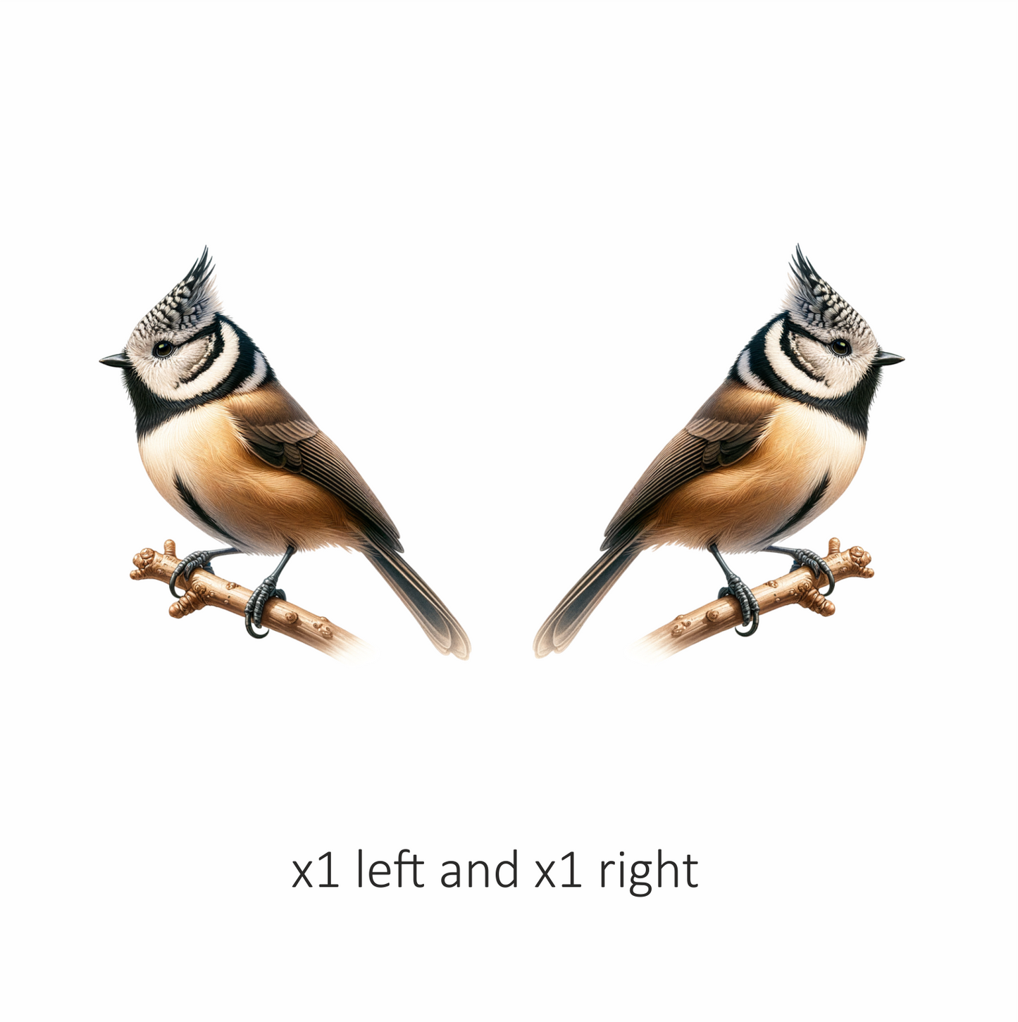 Brown Crested Tit Bird With Branch Vinyl Sticker Decal