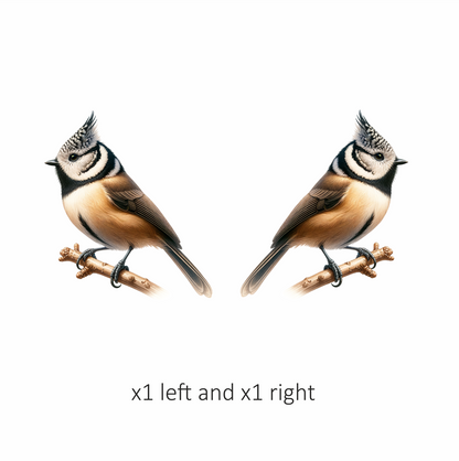 Brown Crested Tit Bird With Branch Vinyl Sticker Decal