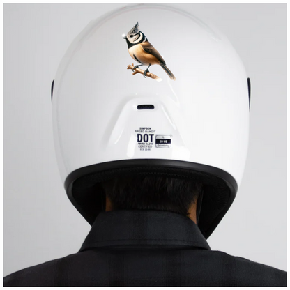 Brown Crested Tit Bird With Branch Vinyl Sticker Decal