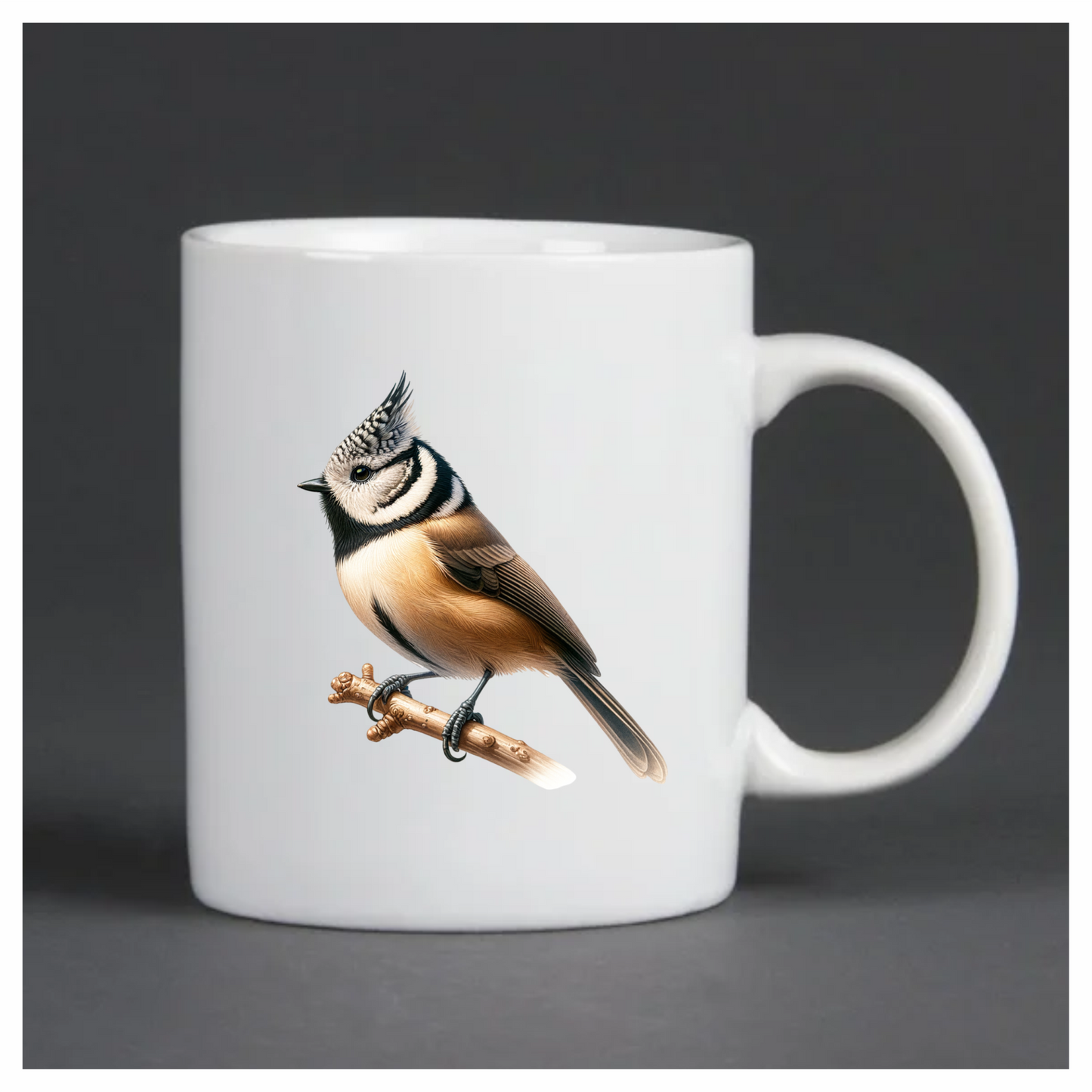 Brown Crested Tit Bird With Branch Vinyl Sticker Decal