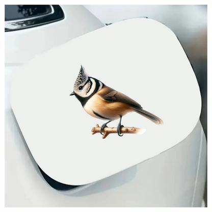 Brown Crested Tit Bird With Branch Vinyl Sticker Decal