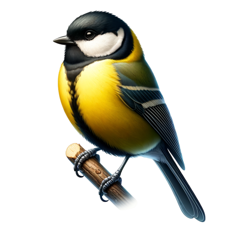 Yellow Great Tit Bird On Branch Vinyl Sticker Decal