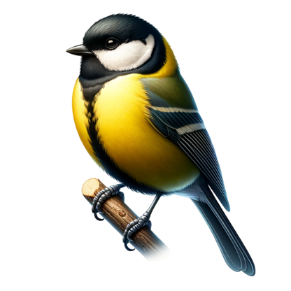 Yellow Great Tit Bird On Branch Vinyl Sticker Decal