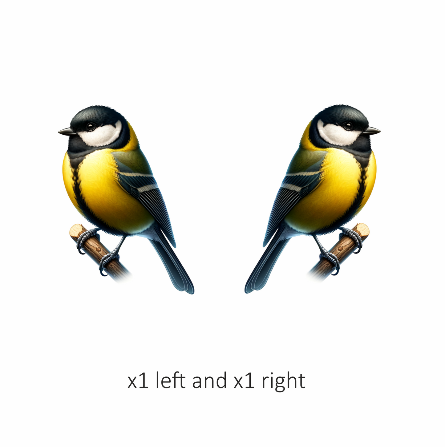 Yellow Great Tit Bird On Branch Vinyl Sticker Decal