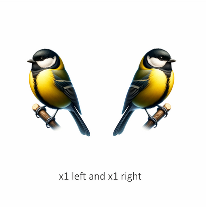 Yellow Great Tit Bird On Branch Vinyl Sticker Decal