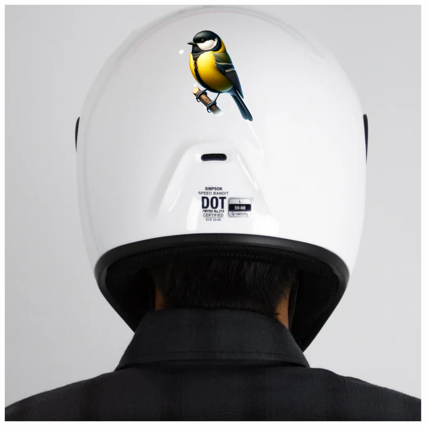 Yellow Great Tit Bird On Branch Vinyl Sticker Decal