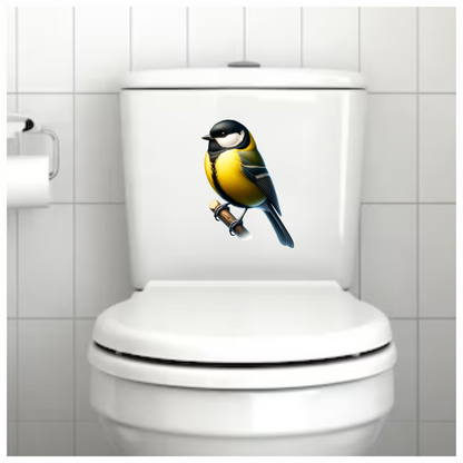 Yellow Great Tit Bird On Branch Vinyl Sticker Decal
