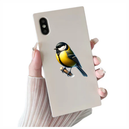 Yellow Great Tit Bird On Branch Vinyl Sticker Decal