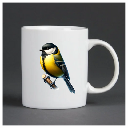 Yellow Great Tit Bird On Branch Vinyl Sticker Decal