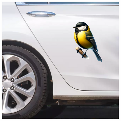 Yellow Great Tit Bird On Branch Vinyl Sticker Decal