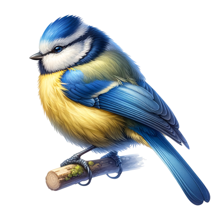 Blue Eurasian Blue Tit On Branch Vinyl Sticker Decal