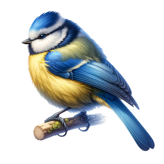 Blue Eurasian Blue Tit On Branch Vinyl Sticker Decal