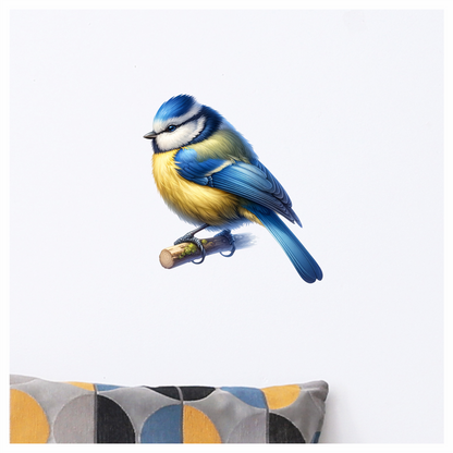 Blue Eurasian Blue Tit On Branch Vinyl Sticker Decal