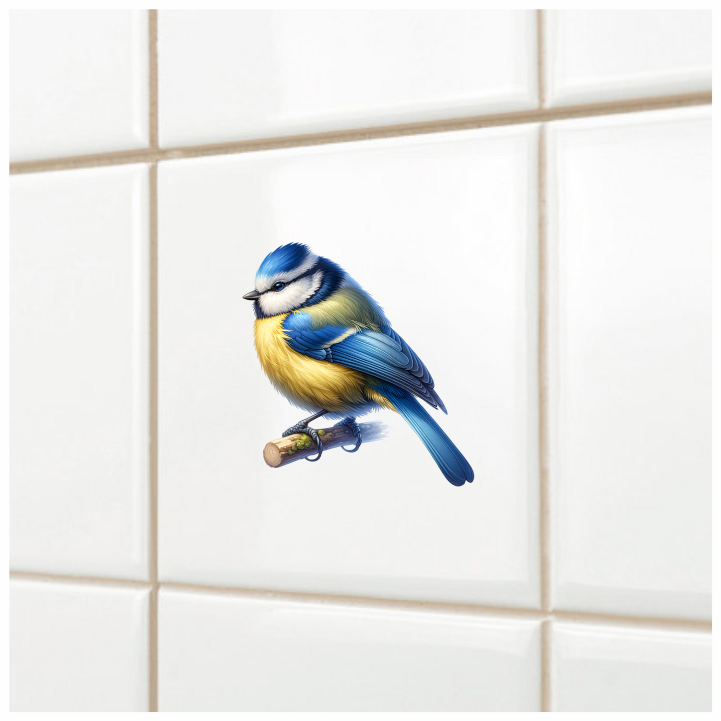 Blue Eurasian Blue Tit On Branch Vinyl Sticker Decal