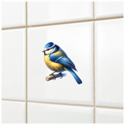 Blue Eurasian Blue Tit On Branch Vinyl Sticker Decal