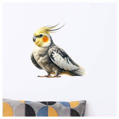 Grey Cockatiel Bird With Yellow Head Vinyl Sticker Decal